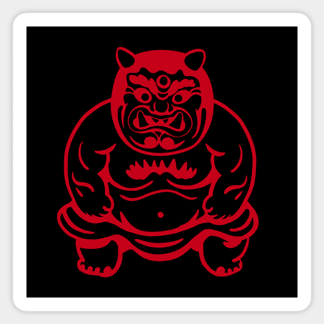 Traditional Japanese demon, Oni. Stylized minimalist design Sticker by croquis design